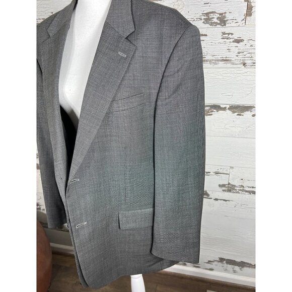 Oscar de la Renta Wool Blazer Gray Sz 44R EUC - Picture 3 of 8